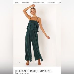 Petal & Pup Jillian Plisse Jumpsuit - Emerald (small)